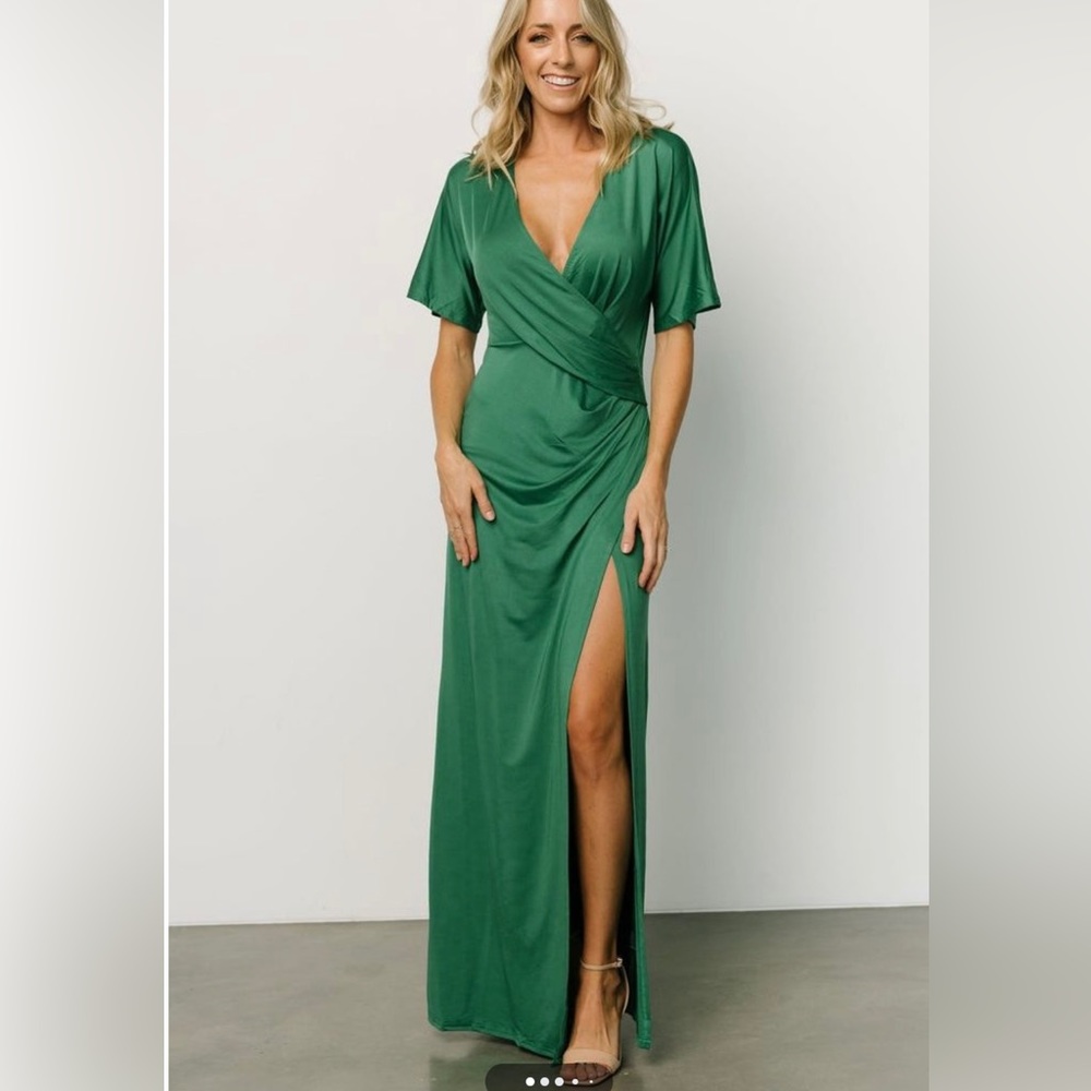 Green wrap maxi dress